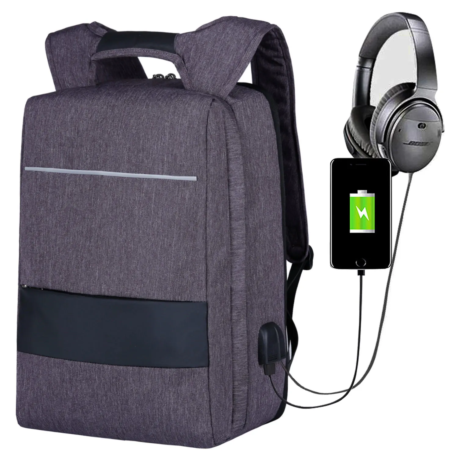 

Anti Theft Backpack Ultra Thin USB Charging Port Knapsack Men Women Fits 17.3 Inch Laptop Notebook College Backpacks Lightweight