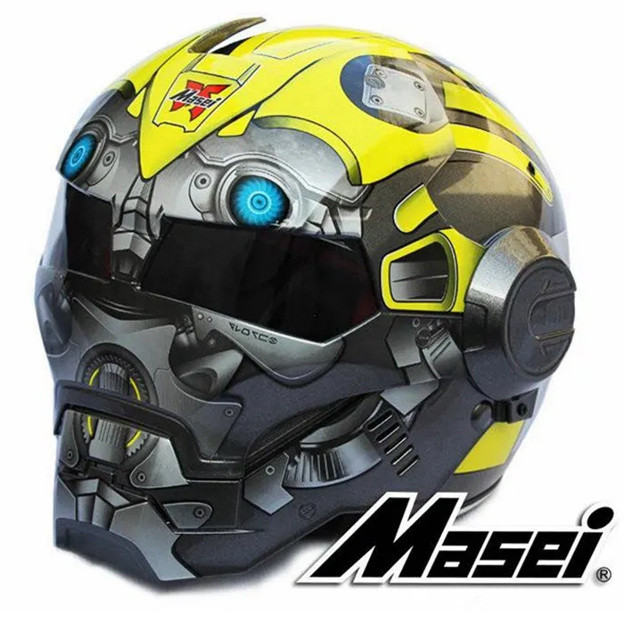 Bumblebee MASEI 610 IRONMAN железный человек шлем мотоциклетный шлем полушлем открытый шлем для мотокросса s m l xl - Цвет: Yellow Grey