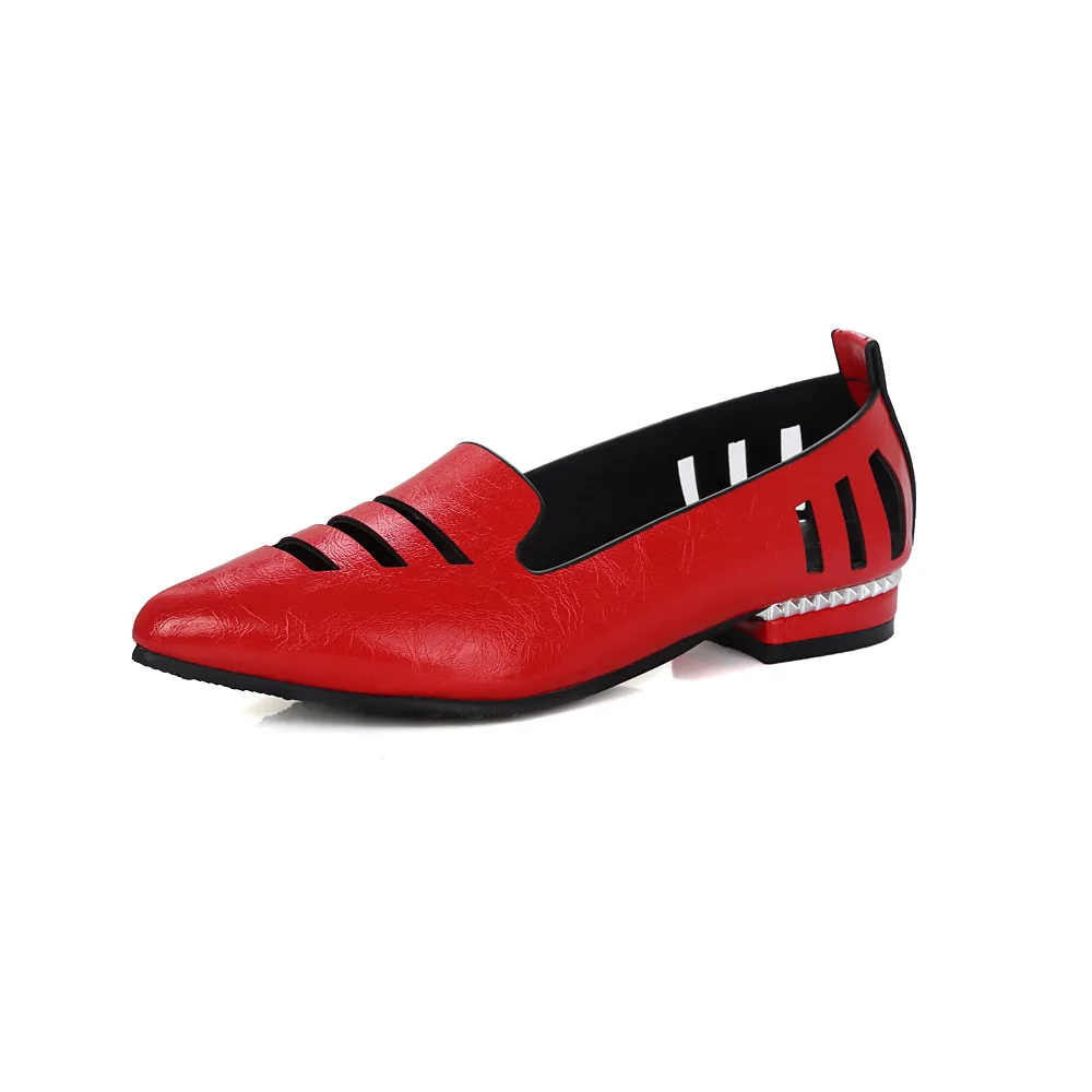 Asumer/Новинка года; летние туфли; женские тонкие модные туфли с острым носком; однотонные женские туфли-лодочки из искусственной кожи; большие размеры 31-48 - Цвет: Красный