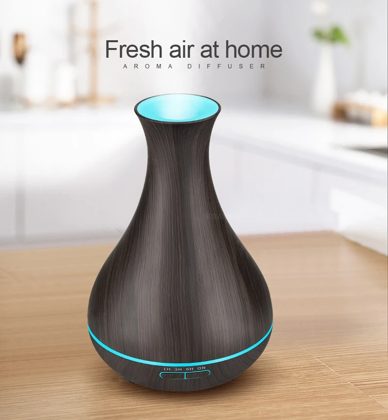 550ML Essential Oil Aroma Diffuser With Wood Grain Aromatherapy Diffuser 7 Color LED Lights For Home Ultrasonic Air Humidifier