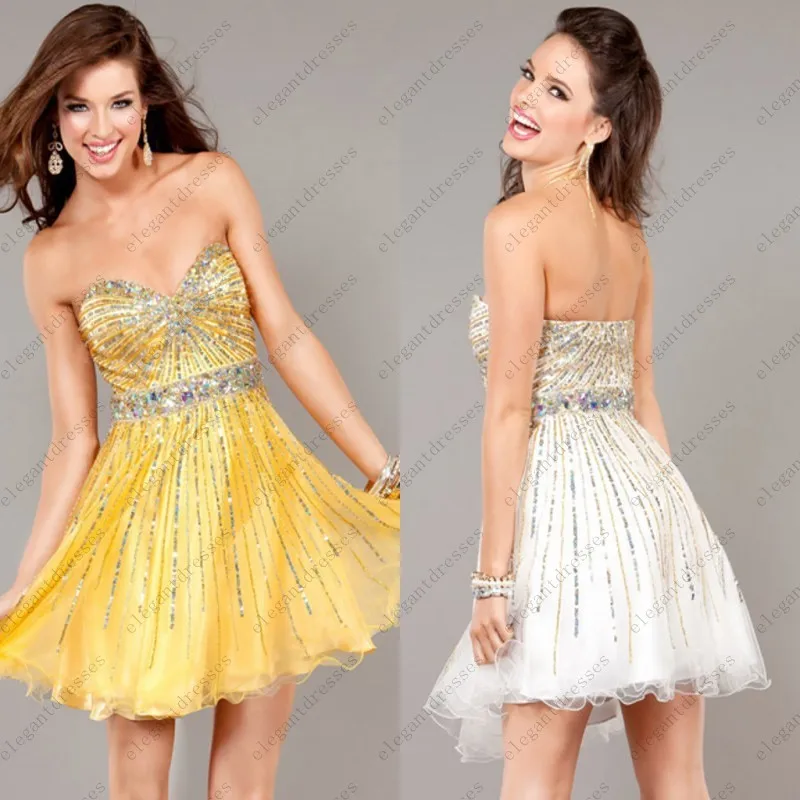 Free Shipping Sweetheart Neckline Ball Gown White Gold