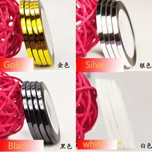 Горячее предложение 10 рулонов/партия самоклеющиеся 4 цвета золото серебро белый черный дизайн ногтей чередование ленты наклейки линии набор 2 мм полоса лента