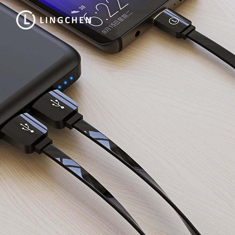 LINGCHEN USB-C USB tipo C para Galaxy S9 S8 Nota 8 plana USB-C tipo-C Cable de cargador para Xiaomi 6 Mi5 Huawei P10 P9 Oneplus 3