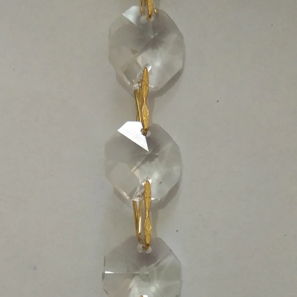 14 мм Восьмиугольные бусины с металлической люстрой осветительные крючки цепочка кристаллов для люстры гирлянда для прозрачного хрустального бисерного занавеса - Цвет: gold pins