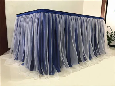 royal blue and white Тюлевая оборка для стола, вечерние свадебные украшения на вечеринку дня рождения/детский душ, шифоновая газовая свадебная вуаль, Настольная юбка ing - Цвет: royal blue and white