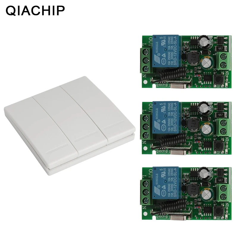 

QIACHIP AC 220V 1 CH Remote Control Switch Wall Panel Wall Transmitter Remote Smart Home Room Stairway Light Lamp Bulb LED RX TX