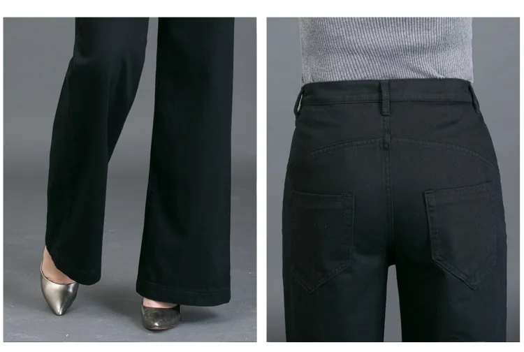 2018 новые женские элегантные широкие расклешенные джинсы для женщин с высокой талией женские джинсы больших размеров прямые женские джинсы