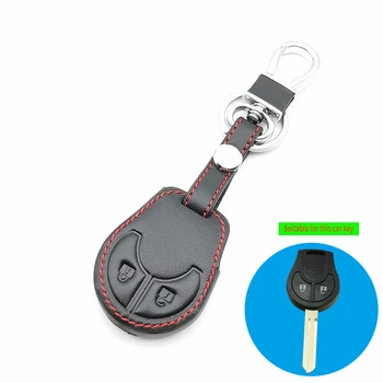 

Leather Car Remote Key Case For Nissan Juke Note Cube Micra Qashqai 2 Button Car wallet Key Cases Car-Covers