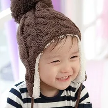 Acrylic kintted children's russia hat and cap winter warm bomber hat chapeau kids bonnet ushanka for baby boys girls 0-3 years polyester children s aviation hats and caps winter warm russia bomber hats chapeau masculino ushanka for baby boys 1 5 years