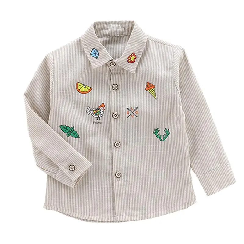 Хаки Одежда для малышей; рубашка с длинными рукавами для малышей; свитер для мальчиков; пуловер с полосками; сезон весна-осень; футболки; хлопковые блузки - Цвет: Хаки
