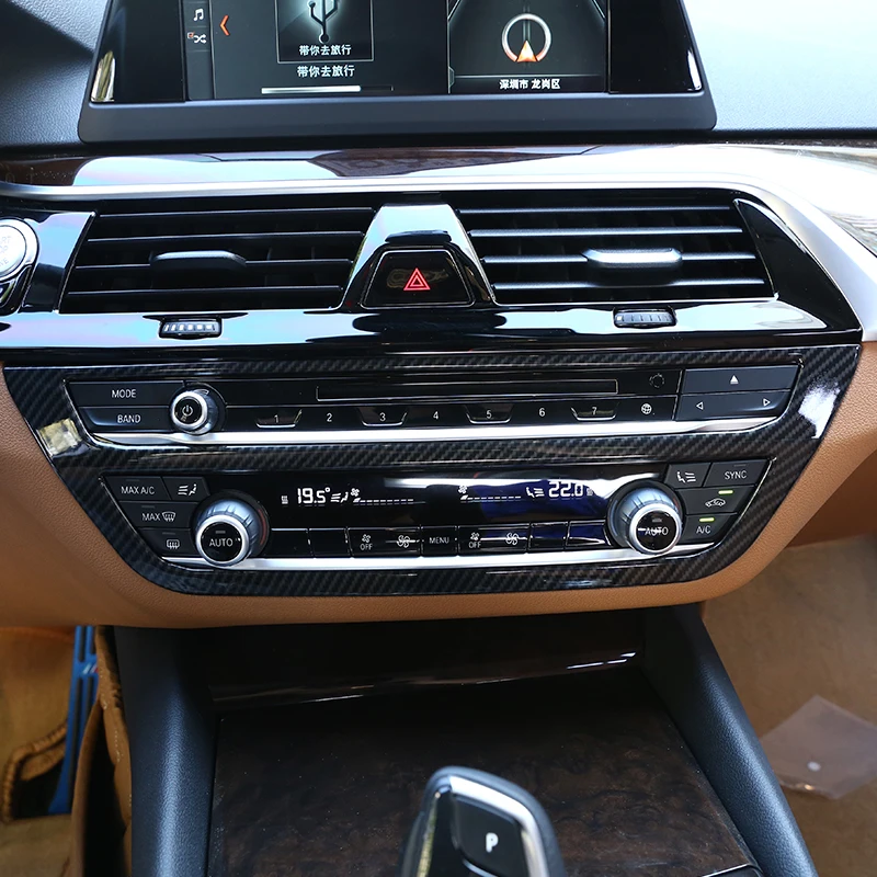 

Carbon fiber Style For BMW New 5 Series G30 2017 2018 Car ABS Plastic Chrome Interior Center AC Frame Cover Trim Accessories