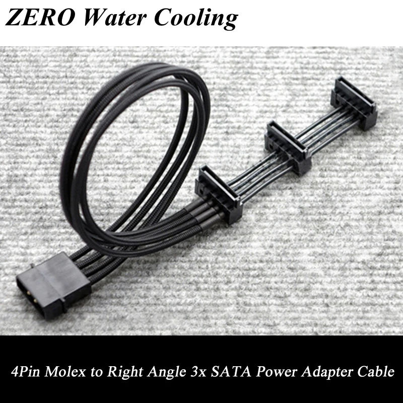 

1pcs Free Shipping 40cm Black Sleeved 4Pin Molex to 4X SATA Connector Power Adapter Cable.