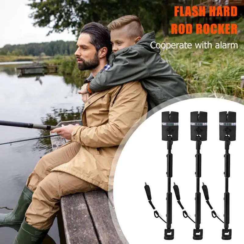 

3pcs fishing alarm assembly with adjustable flash hard rod and swing stick with 7 color indicator