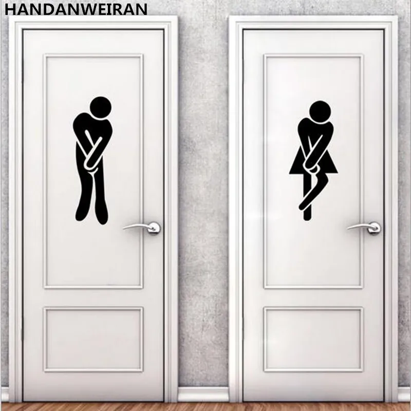 

1PCS Funny Restroom door stickers creative and interesting Wall Stickers