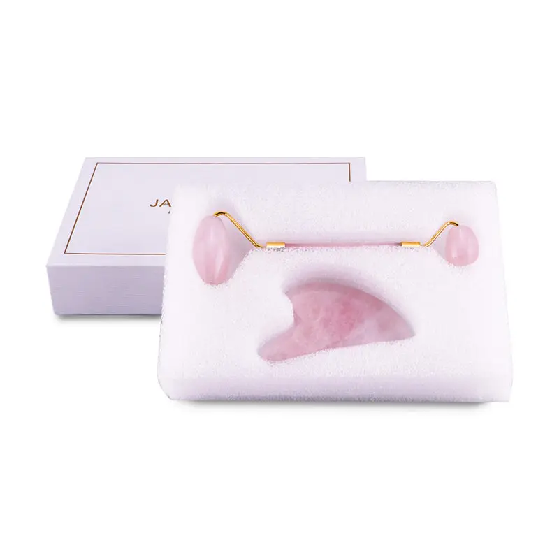 

Rose Quartz Roller Set Box Slimming Face Massager Lifting Tool Natural Jade Facial Massage Roller Stone Skin Massage Beauty Care