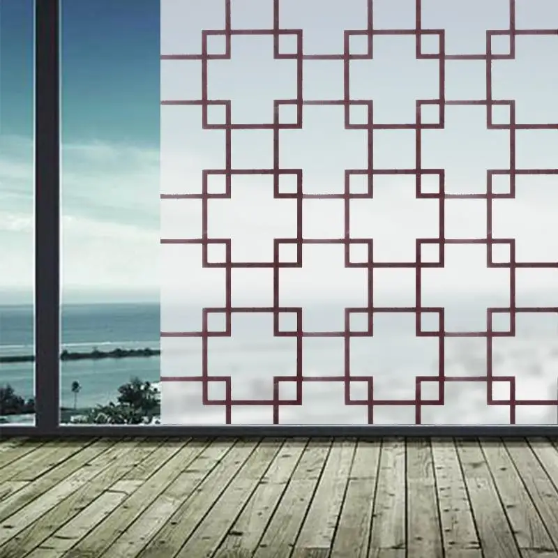 

Brown Lattice Window Sticker PVC Frosted Opaque Window Film Waterproof Adhesive Privacy Glass Sticker for Home Decoration