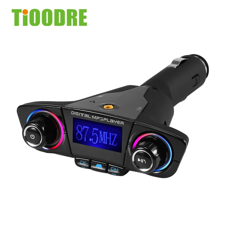 TiOODRE Car FM Transmitter Car MP3 Player Car Hands-Free Bluetooth Stereo Audio Receiver Adapter With 2.1A USB Charging Port