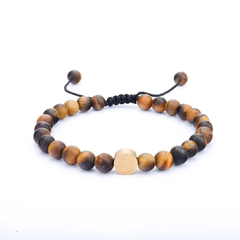 

Ourania Black/Brown Woven rope beads jewelry men's bracelet Stainless steel metal bracelet jewelry party birthday gift
