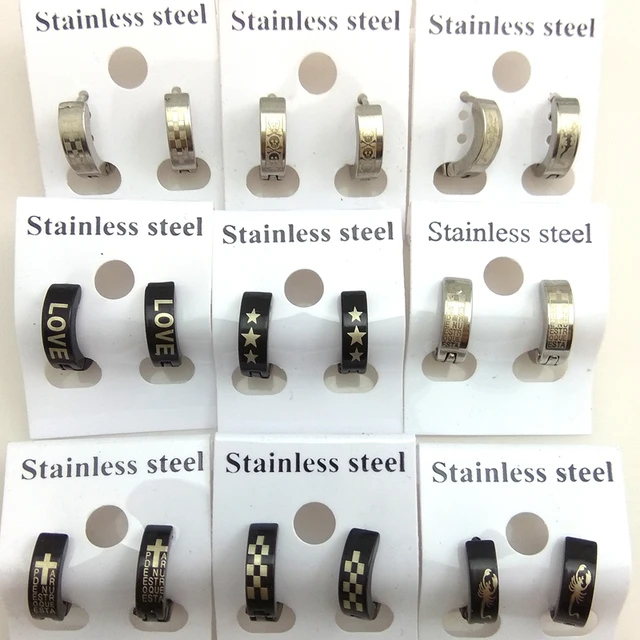 Mix Stainless Steel Men's Ear Clips, Cool Men's Jewelry Free Shipping