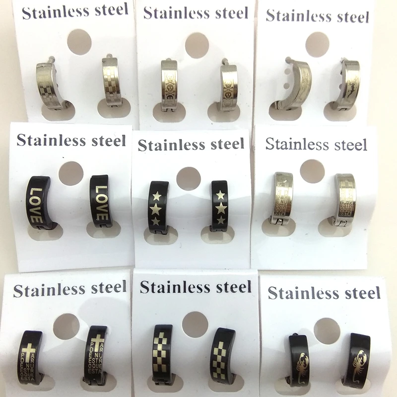 

Mix Stainless Steel Men's Ear Clips, Cool Men's Jewelry Free Shipping