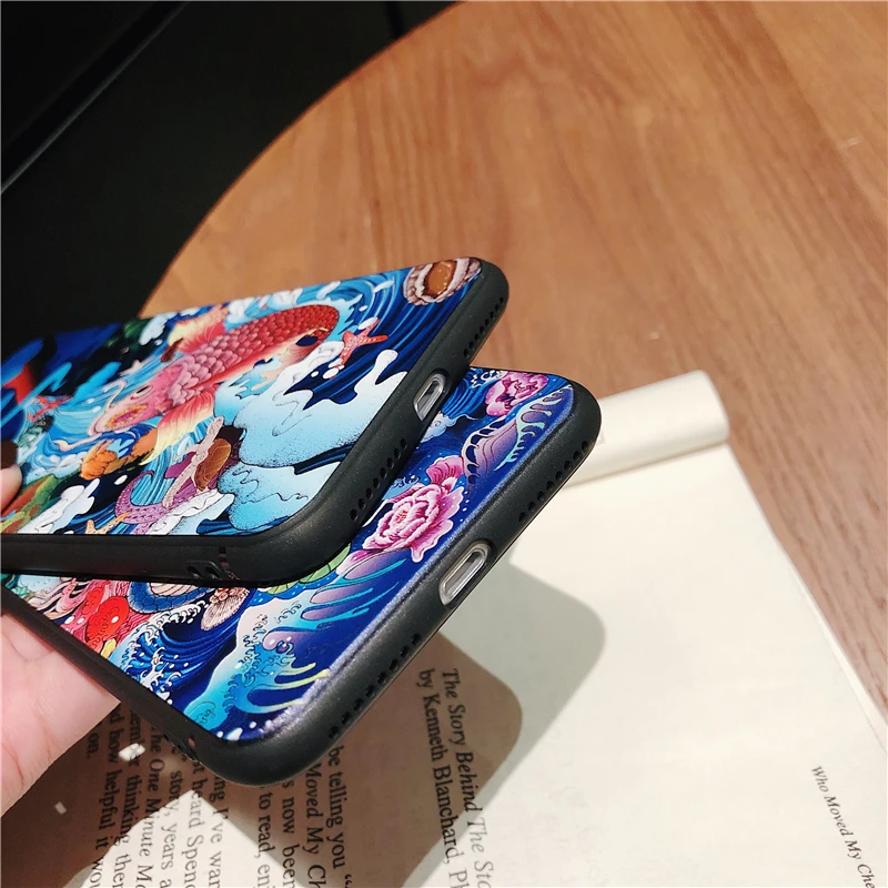 Чехол для iPhone X XS Max XR 8 7 6 6s Plus силиконовый мягкий чехол в китайском стиле с 3D