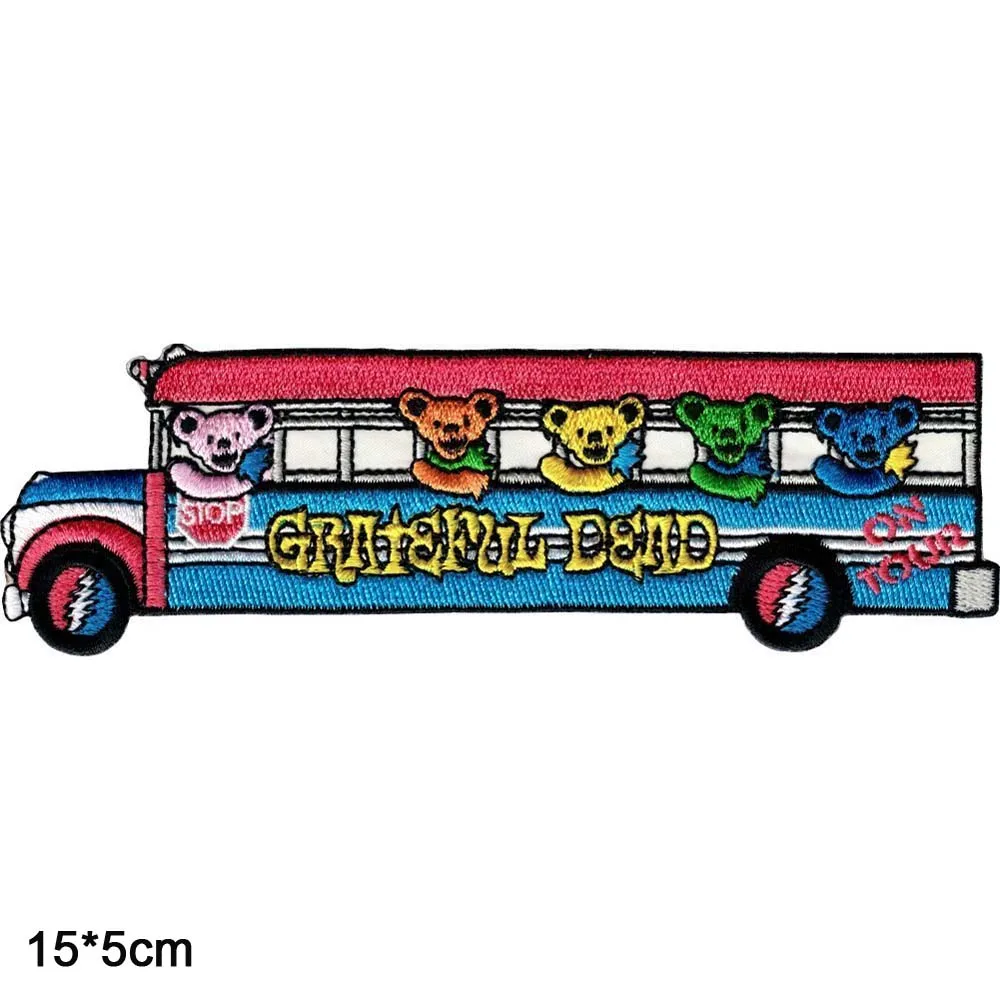 Greatful Dead Bus Iron On Patches Embroidered Clothes Patch For 