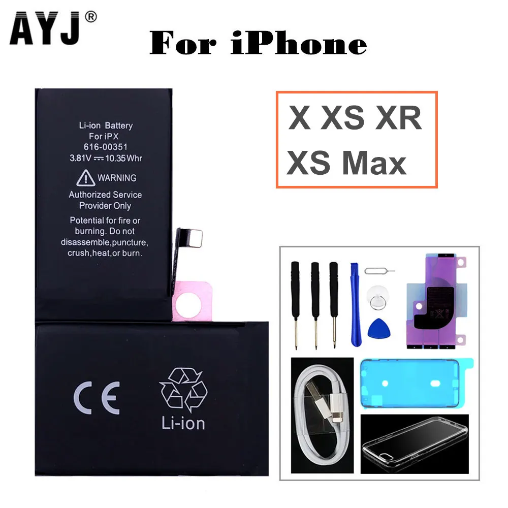 AYJ Высококачественный аккумулятор для iPhone X XS Max XR встроенный аккумулятор замена большой емкости набор инструментов