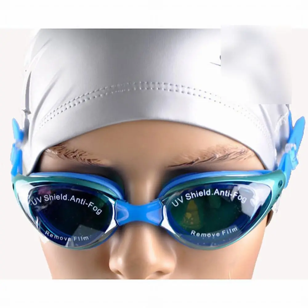 

Adult Anti-Fog UV Shield Adjustable Summer Swimming Goggles with Earplug Gold