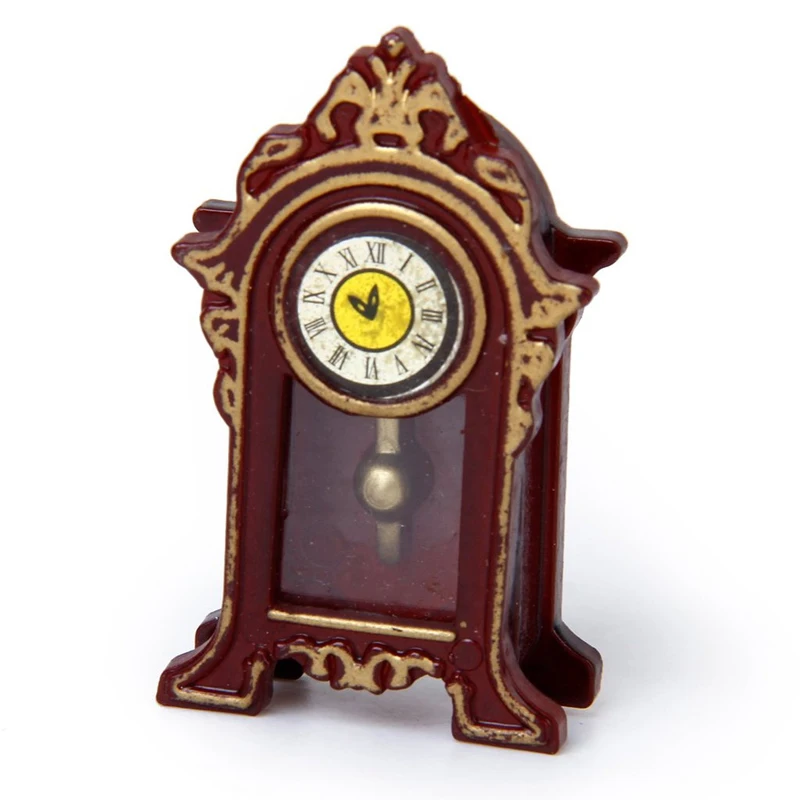 HOT-1/12 Dollhouse Miniature Halls Classic Table Clock perfect for the decoration of your doll's house