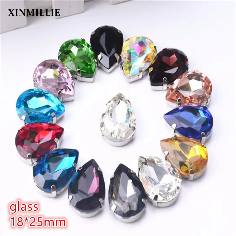 Special Promotions 18*25mm 30pcs/lot Teardrop Shape Sew On Crystal