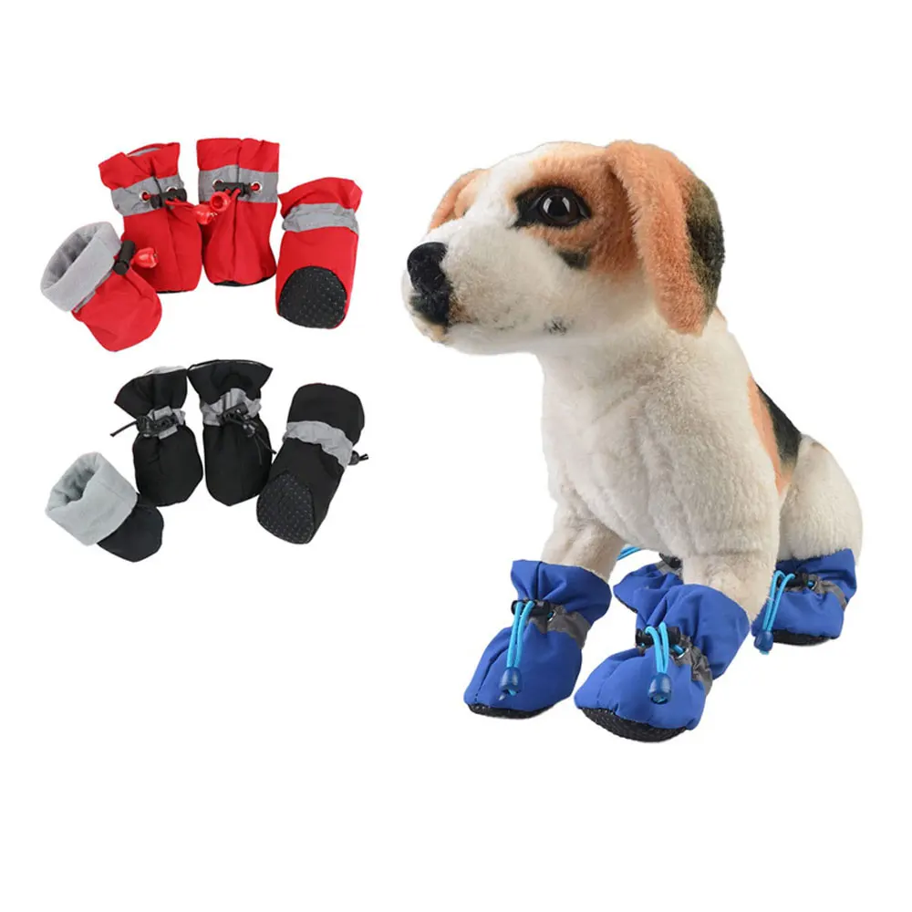 4 шт./компл. собаки Сапоги водонепроницаемая обувь для животных, дышащие, Обувь для собак лапы протекторы со светоотражающей полоской, подошва с защитой от скольжения