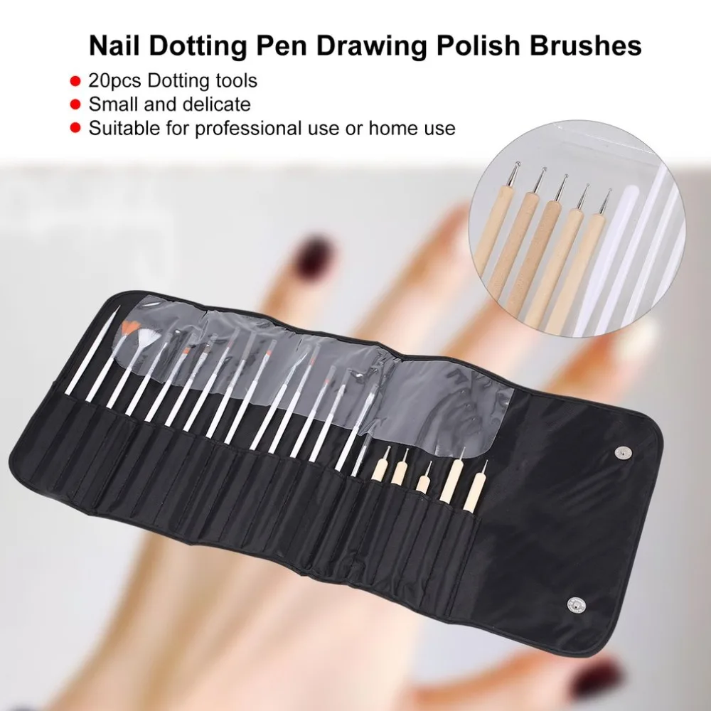 

20Pcs/Pack Manicure Tools Wooden Nail Dotting Pen Gel Drawing Polish Brushes Pen Tools Professional Nail Art Tool Decoration