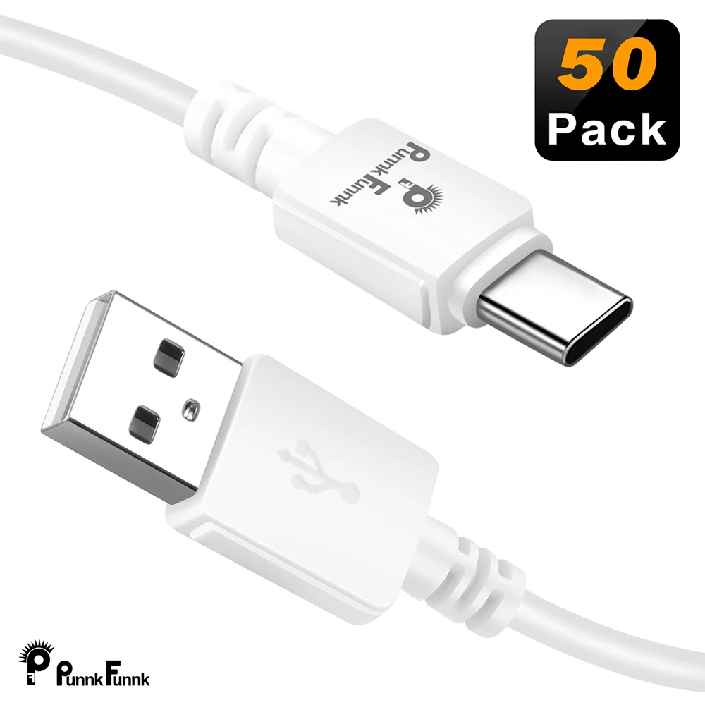 

PunnkFunnk USB Type C Cable,50Pack Fast Sync&Charger USB C Cable For Google Pixel 2/Pixel/Nexus 5X/Nexus 6P, LG V30/V20/G6/G5/G7