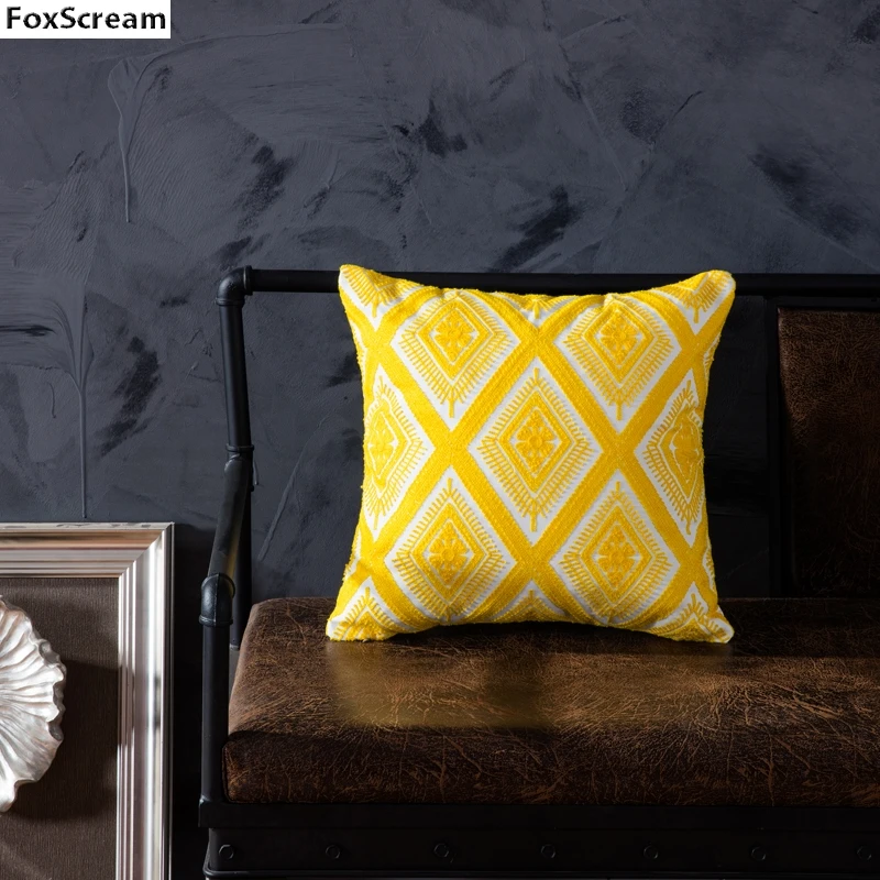 Подушки с вышивкой Чехлы наволочка с вышивкой геометрические бирюзовые декоративные наволочки для подушки синяя наволочка для дивана - Цвет: P