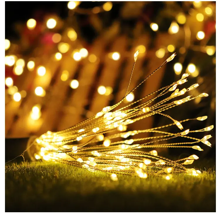 Christmas light outdoor indoor decoration Hanging firework lights LED Copper silver string Fairy Light new year home decorations