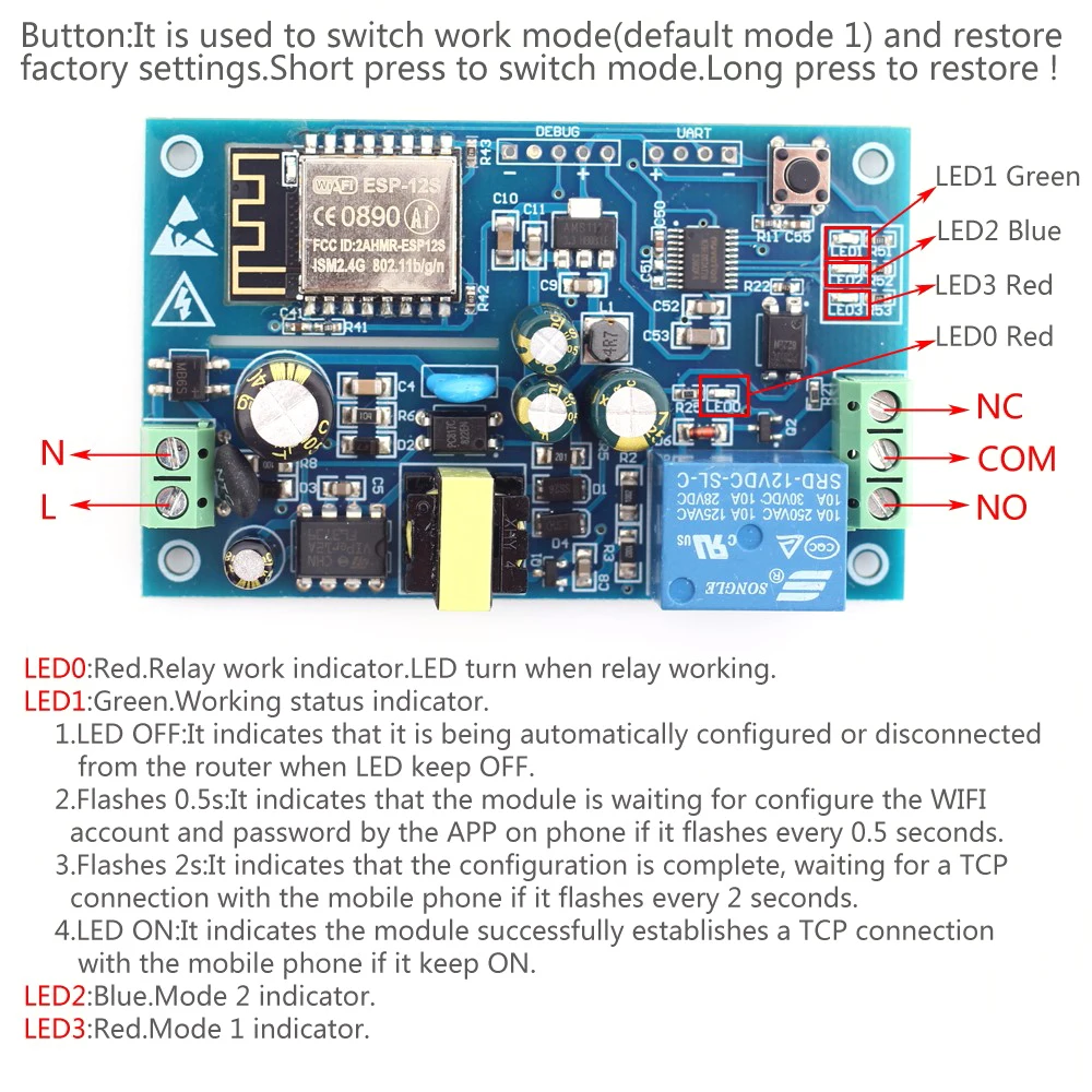 Для Arduino ESP8266 AC 220V wifi реле дистанционного управления Умный дом IOT передачи релейный модуль платы