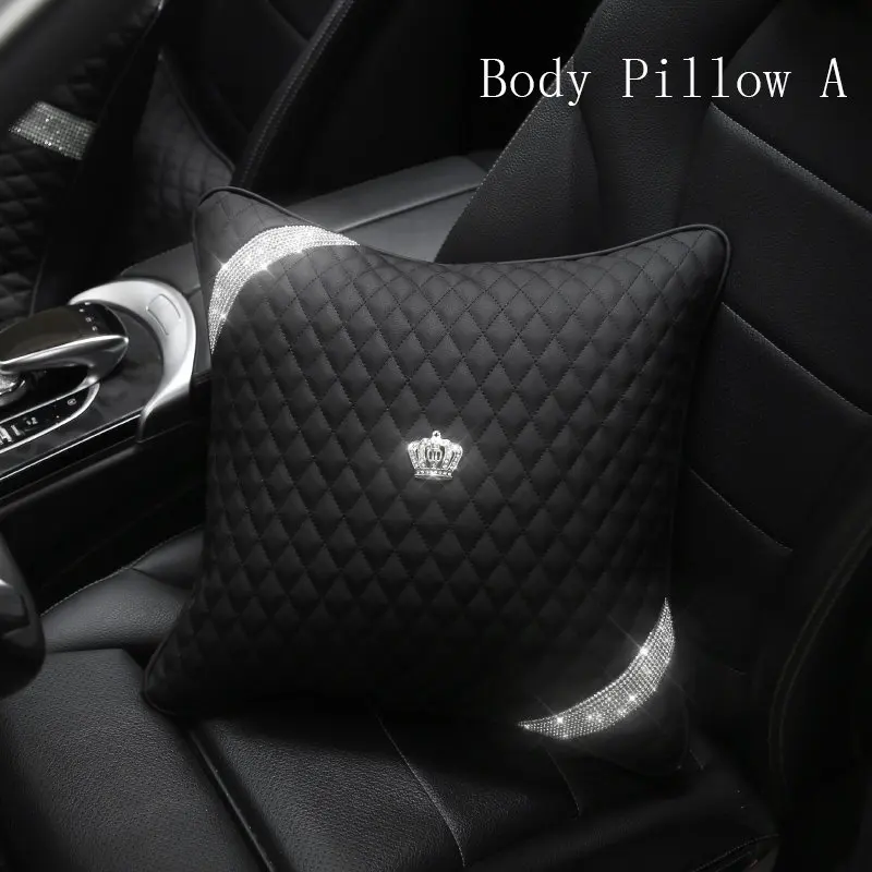 Алмазная корона, кожаное автомобильное сиденье, аксессуары для интерьера, чехлы на руль, подголовник, шейный кристалл, ручной тормоз, чехол для переключения передач для женщин - Название цвета: Body Pillow A 1pc