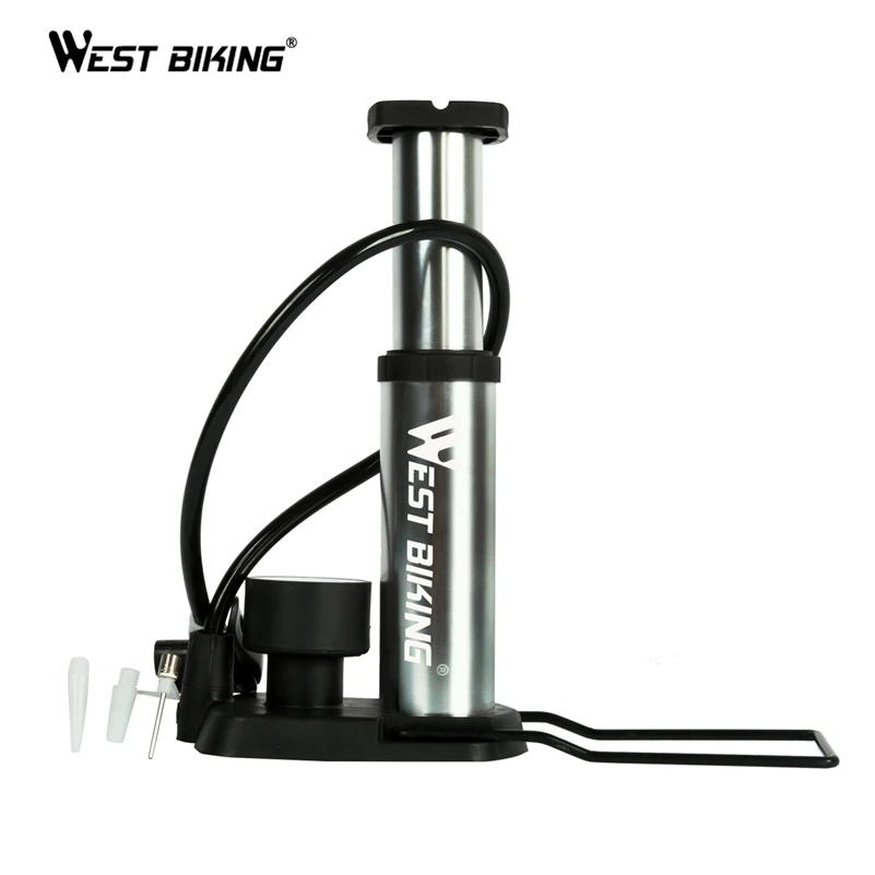 Goedkoop WEST FIETSEN ultralichte MTB Fiets Draagbare Pomp Met Manometer bomba de ar bicicleta 120 Psi Hoge druk Fietspomp