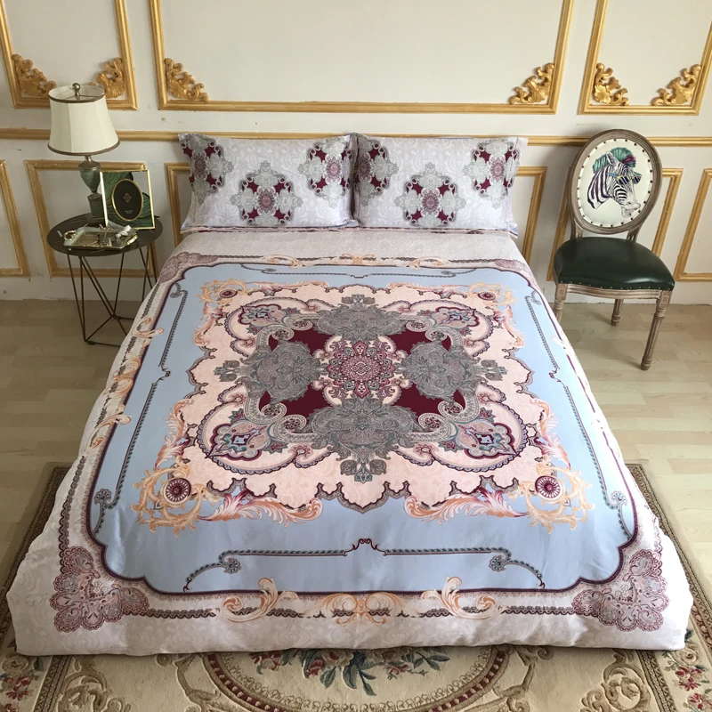 

Papa&Mima Egyptian cotton bedlinens Queen King size bedding set Pattern Print flat sheet duvet cover pillowcases