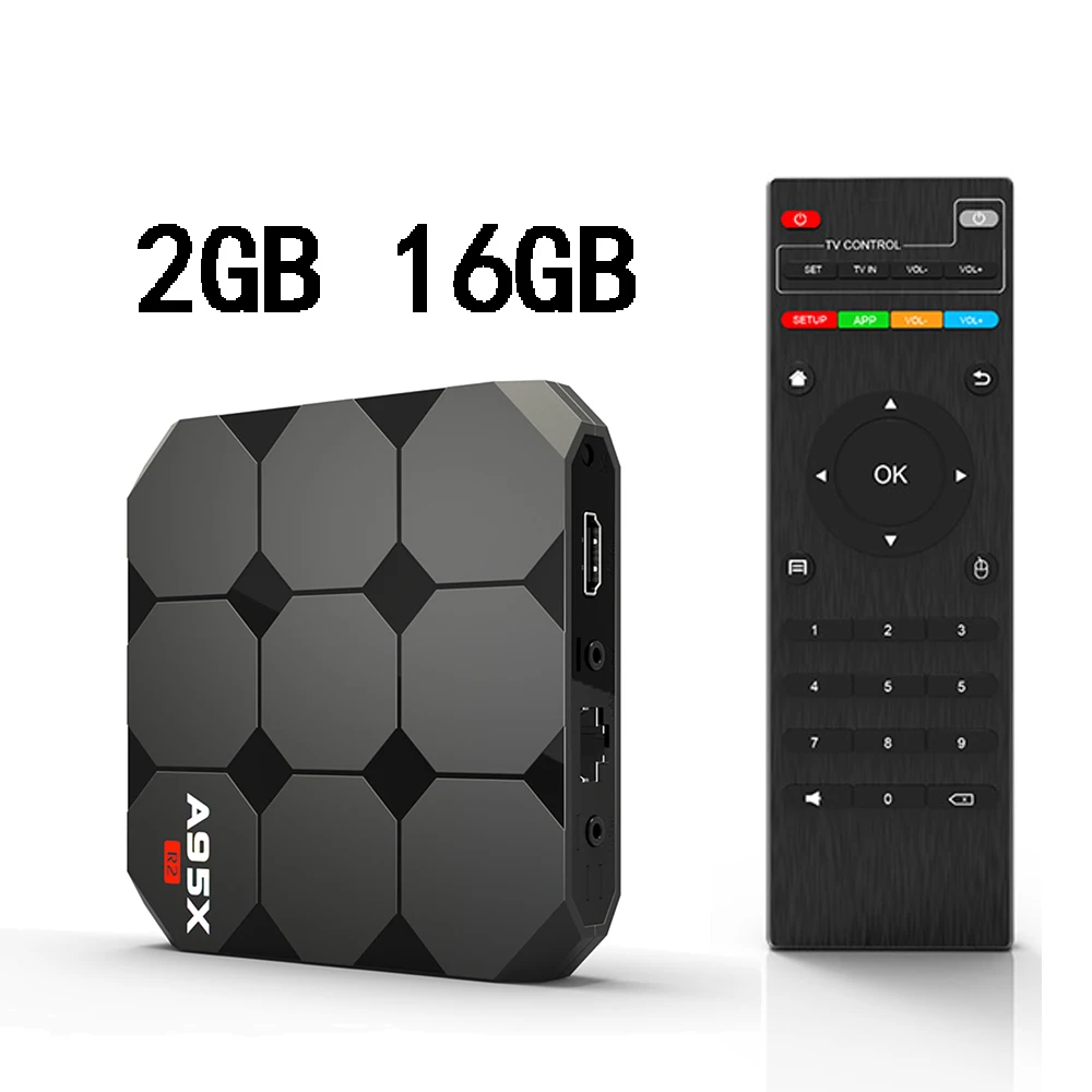 A95X R2 tv Box Android 7,1 Amlogic S905W 2 Гб 16 Гб поставляется с четырехъядерным процессором Cortex-A53 до 1,2 ГГц и Mali-450 - Цвет: Black