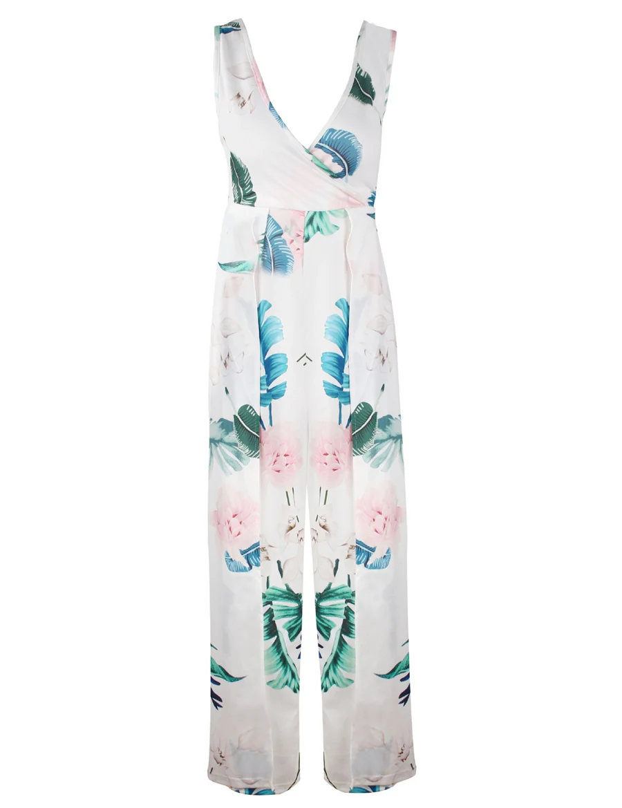 Gladiolus Hot Summer Jumpsuit Women 2019 V Neck Floral Print Split Long Pants Beach Sexy Jumpsuits 2019 Rompers Womens Jumpsuit (41)
