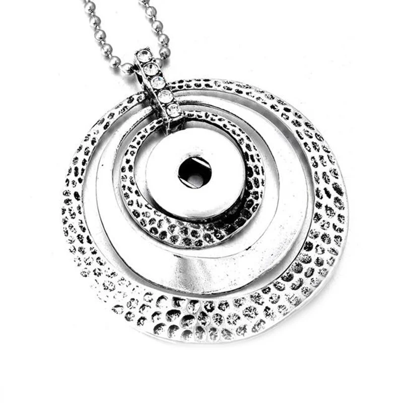 

New Round Circle Snap Button Pendant Necklace Fit 18mm Snaps Necklace With Chains Interchangeable Button Jewelry
