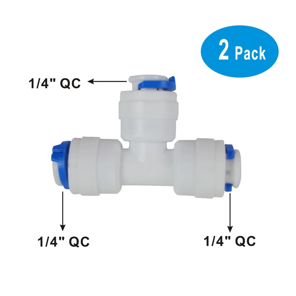2 упаковки быстроразъемных соединительных тройников 1/" OD фитинги Соединительные Запчасти для фильтров воды и ro, система обратного осмоса