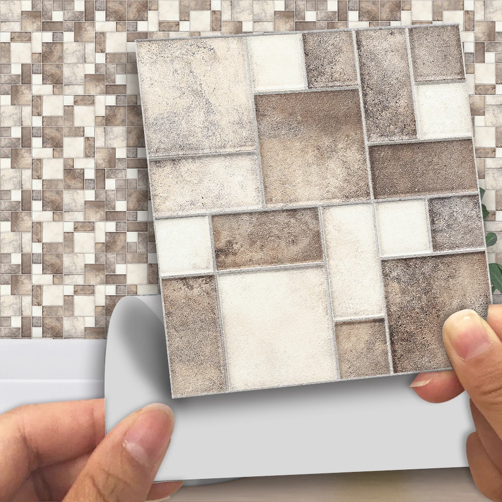 

Funlife 10*10cm Square Stitching Tile Waterproof Wall Art Bathroom Kitchen Cafes Room Decor DIY Tile Sticker Wall Decal MTS005