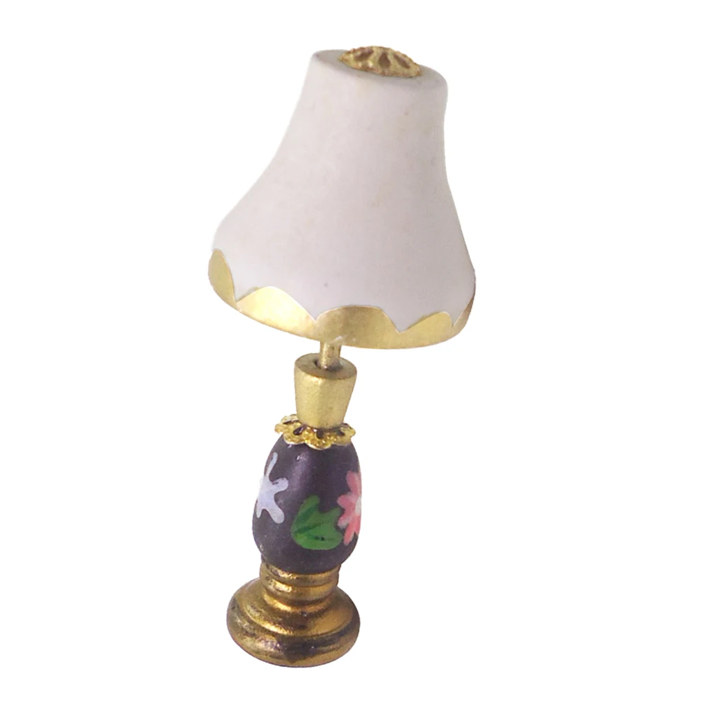 Dollhouse Light Lamp Toy 1/12 Miniatures Furniture Toy - Mini Table Lamp Desk Light Model Micro Landscape Accessory