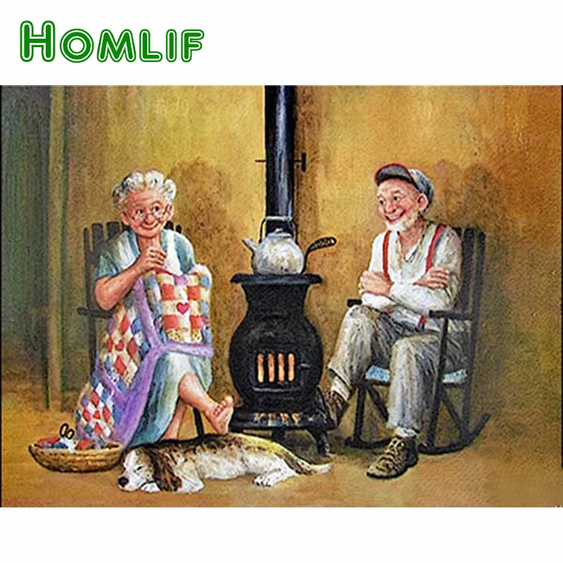 

HOMLIF 5D DIY Diamond Painting Full Square/Round Drill"Old man"People 3D Embroidery Cross Stitch gift Home Decor Wall Stickers