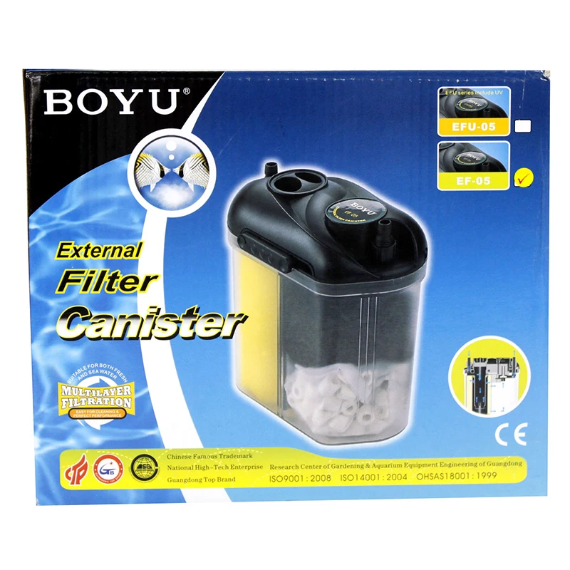 150L/h BOYU EF 05 Compact Aquarium Canister Filter with Filter Media
