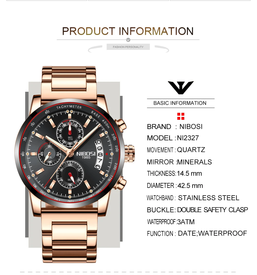 NIBOSI Uhren Herren Quarz Chronographen Analog Watch Men Stainless Steel Top-marke Luxus Leather Watches Sport Relogio Masculino (5)