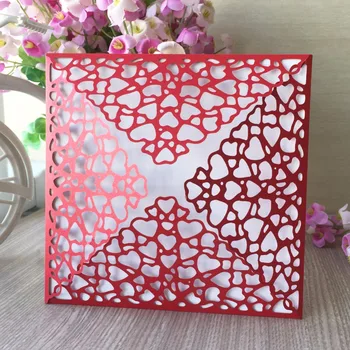 

20pcs/lot Laser Cut Luxury Flora Heart Wedding Invitations Card Blessing card Elegant Lace Favor Wedding Event & Party Supplies