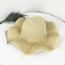 Hot Sale Round lace straw hat grass female summer cap beach visor outdoor holiday beach sun protection hat Collapsible